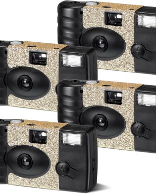 4 Pcs Disposable Camera Single Use Film Camera One Time Camera for Photography with Flash Color Film for Wedding, Anniversary, Travel, Camp, Party Supplies, Birthday Gift (Classic Style)